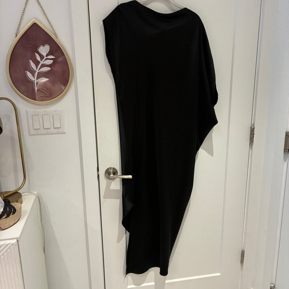 Just Bee Queen Black Satin Kaftan Maxi Dress Sz Small - Picture 2 of 9